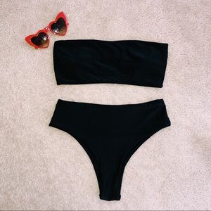 Bandeau Top with High Waisted Bikini Set